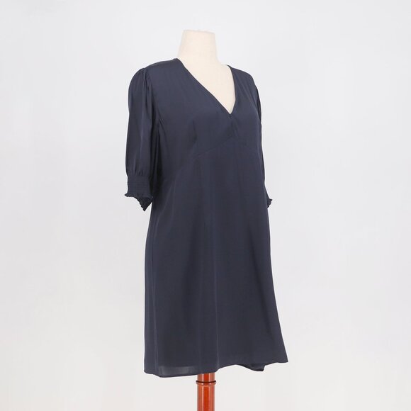 QUINCE Washable Stretch Silk Puff Sleeve Mini Dress in Navy Size XL - Picture 3 of 8